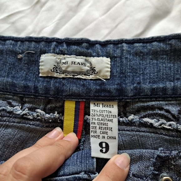 Mi Jeans | Blue embroidered jeans with jewel front buttons women's skinny Jean - Picture 11 of 12